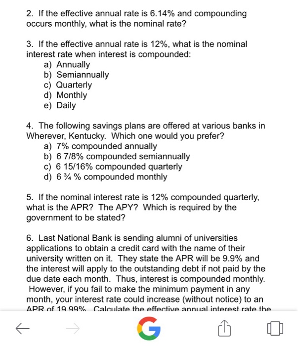 Solved 2 If The Effective Annual Rate Is 614 And