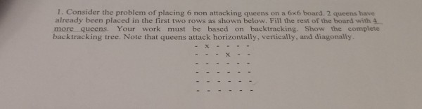 Solved 1. Consider the problem of placing 6 non attacking | Chegg.com