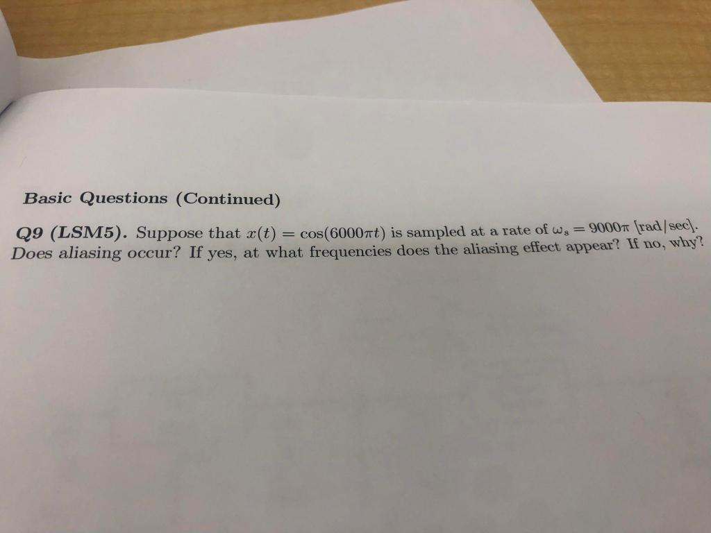 Solved Basic Questions (Continued) = Q9 (LSM5). Suppose That | Chegg.com