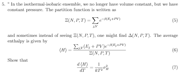 5 In The Isothermal Isobaric Ensemble We No Long Chegg Com