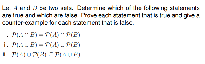 Solved Let A And B Be Two Sets. Determine Which Of The | Chegg.com