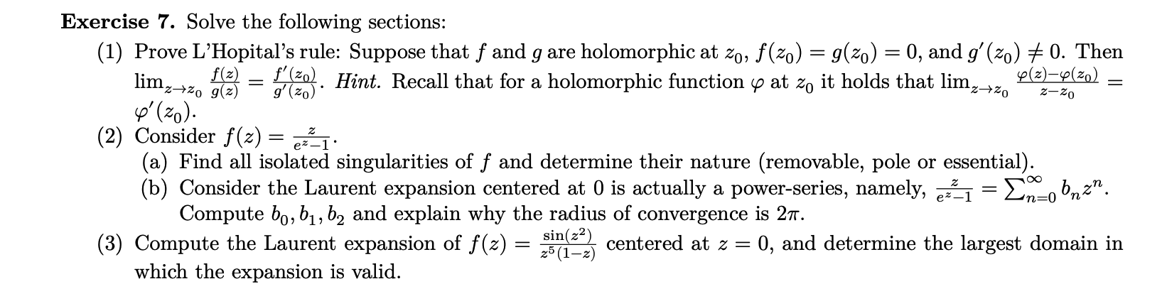 Solved Exercise 7. Solve the following sections: (1) Prove | Chegg.com