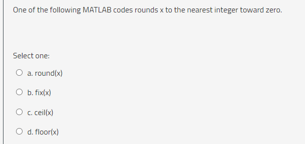 Solved Which Of The Following Matlab Commands Will Create A Chegg Com