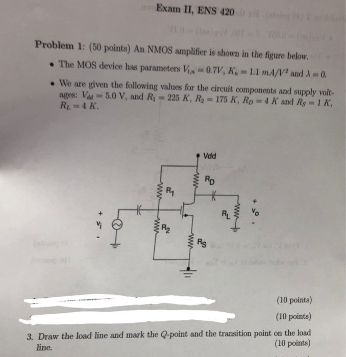 Solved Exam II, ENS 420 Problem 1: (50 points) An NMOS | Chegg.com