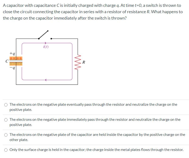 Solved A capacitor with capacitance Cis initially charged