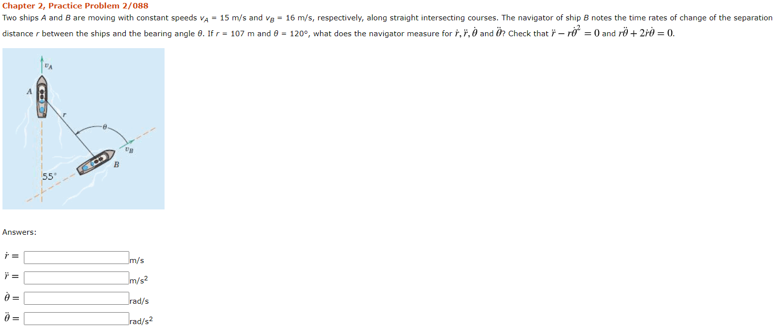 Solved Chapter 2, Practice Problem 2/088 Two Ships A And B | Chegg.com