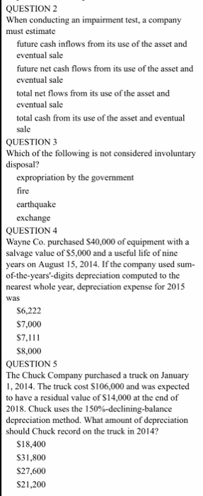 Solved QUESTION2 When conducting an impairment test, a | Chegg.com