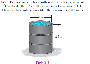 Solved 1-5. The Container Is Filled With Water At A | Chegg.com