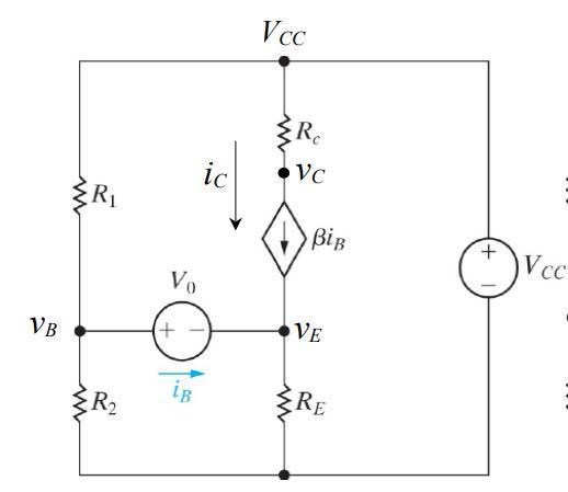Solved = = - In circuit on the left (below). Vcc = 12 V, V = | Chegg.com