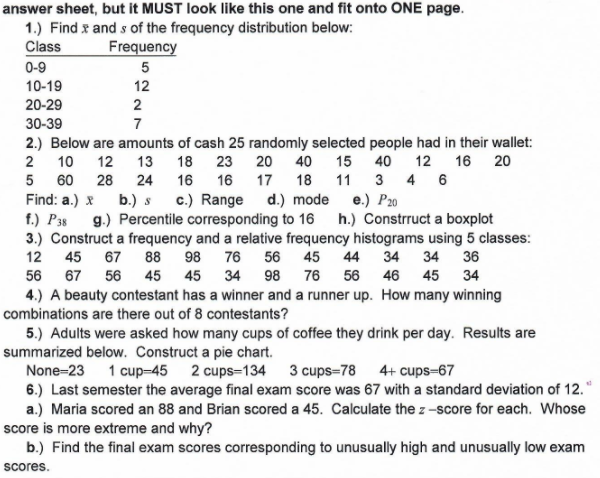 Solved answer sheet, but it MUST look like this one and fit | Chegg.com