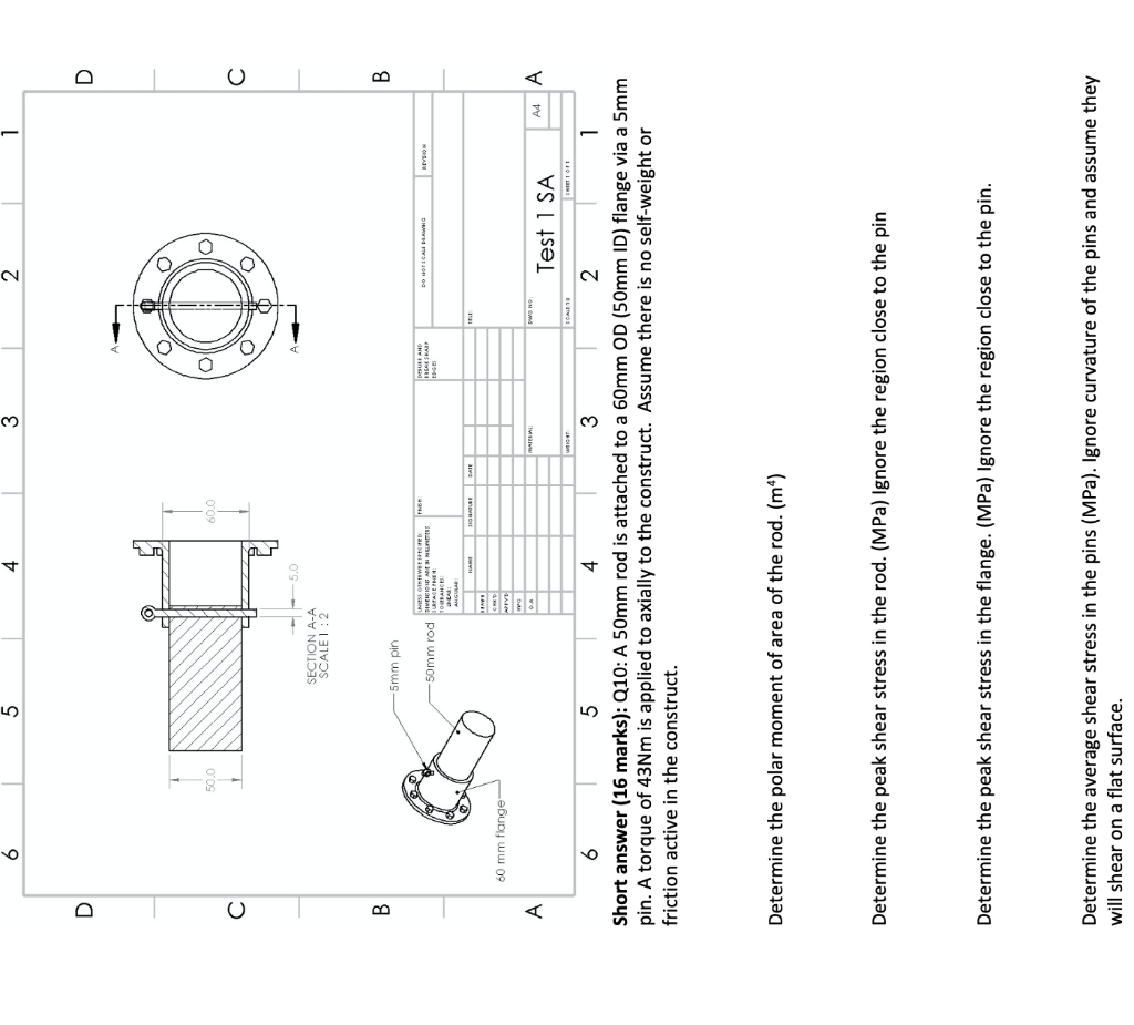 Solved pin. A torque of 43Nm is applied to axially to the | Chegg.com