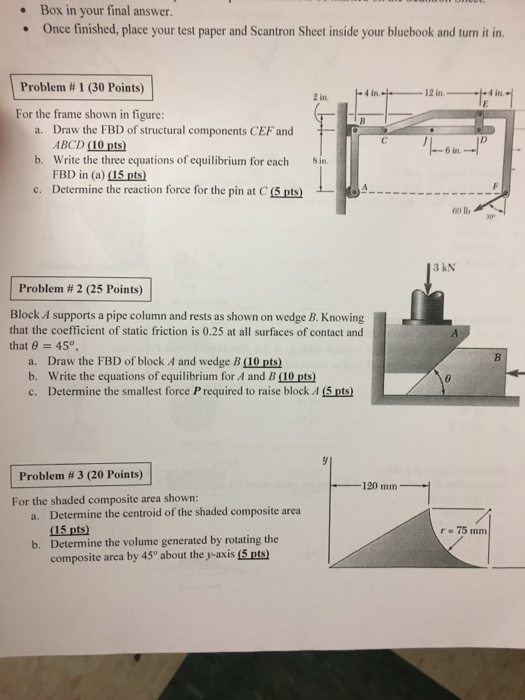Solved For the frame shown in figure: a. Draw the FBD of | Chegg.com