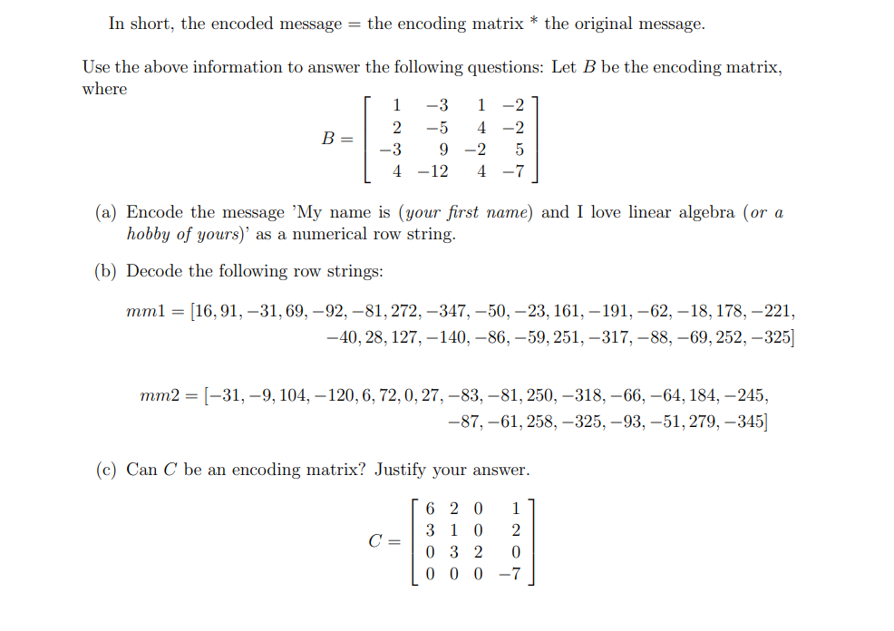 2. Cryptography using Matrices: Matrices can be used | Chegg.com