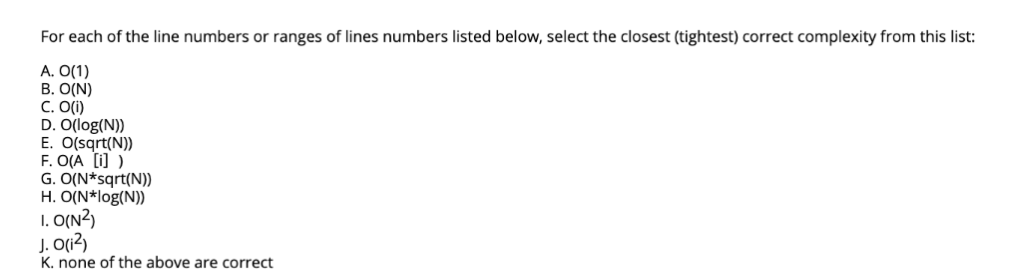 Solved For each of the line numbers or ranges of lines | Chegg.com
