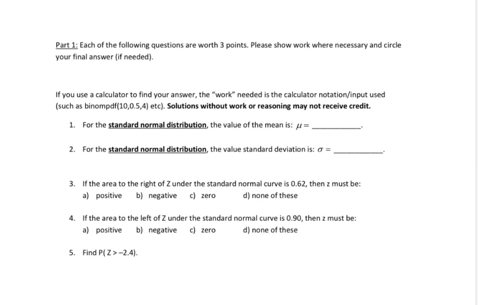 Solved Part 1: Each of the following questions are worth 3 | Chegg.com