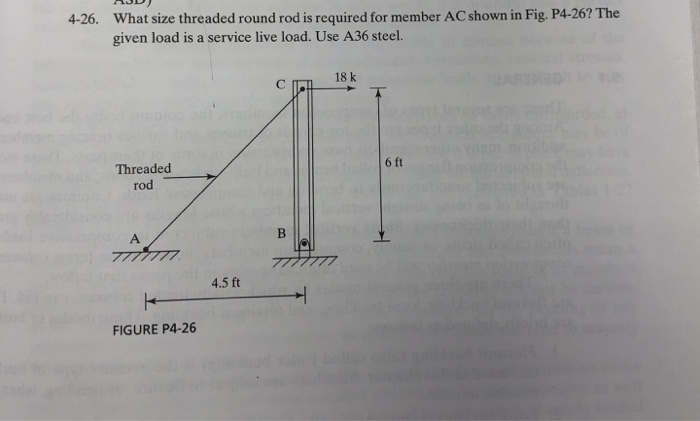 Solved 4-26. What size threaded round rod is required for | Chegg.com