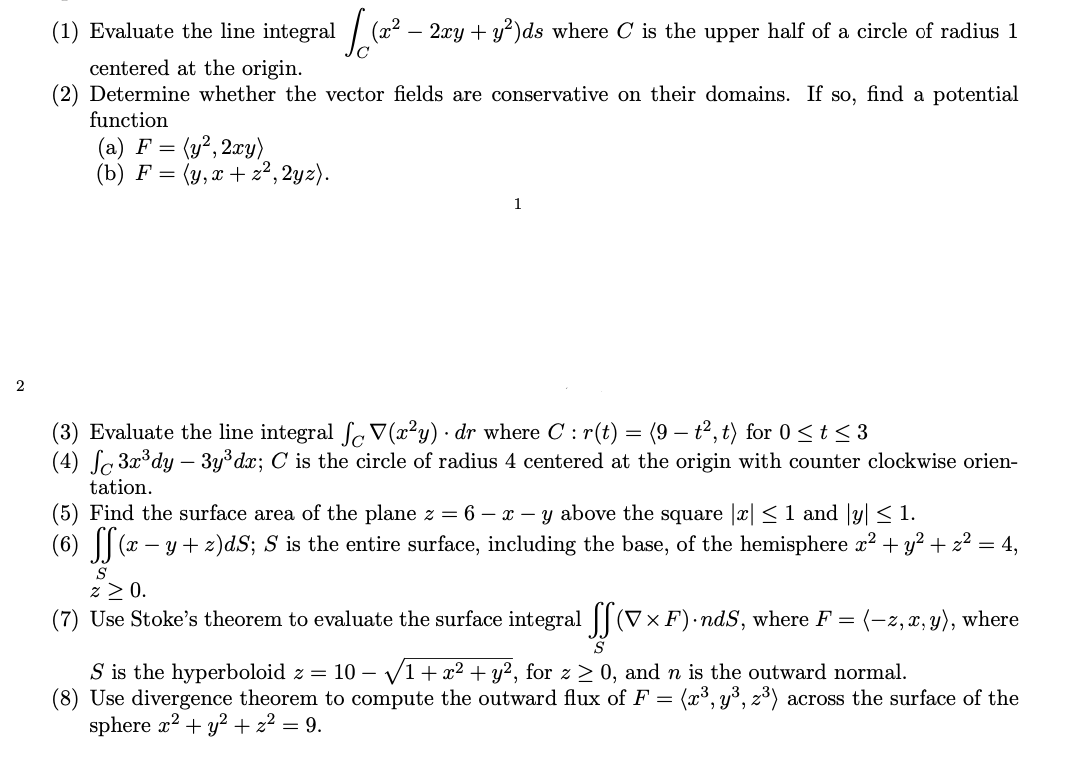 Solved 1 Evaluate The Line Integral 22 2xy Y2 Ds Chegg Com