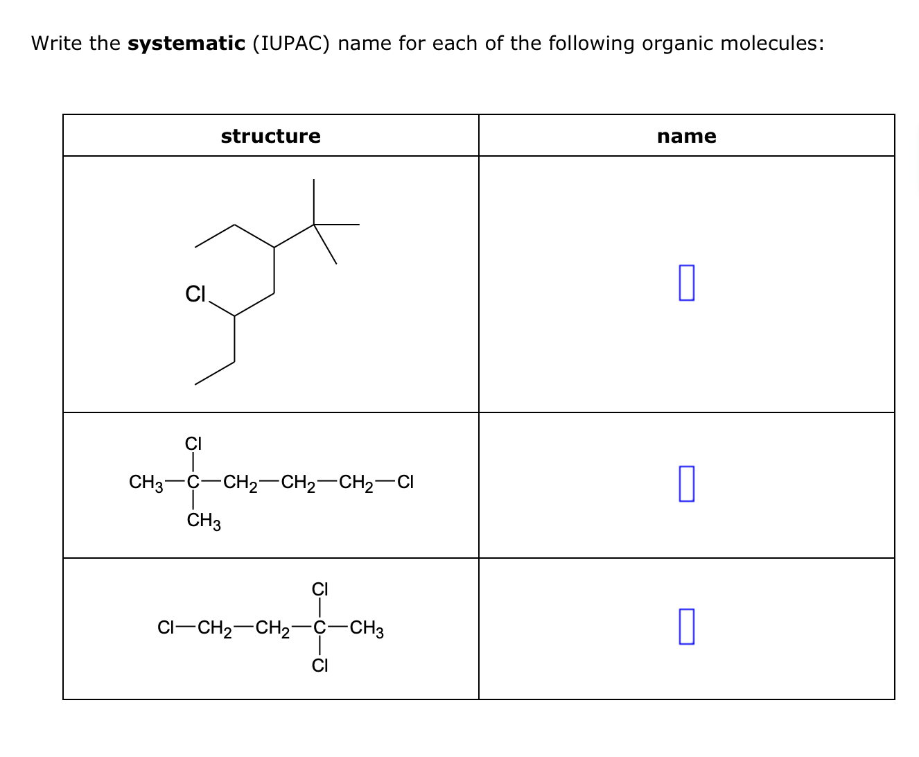 Solved Write the systematic (IUPAC) name for each of the | Chegg.com