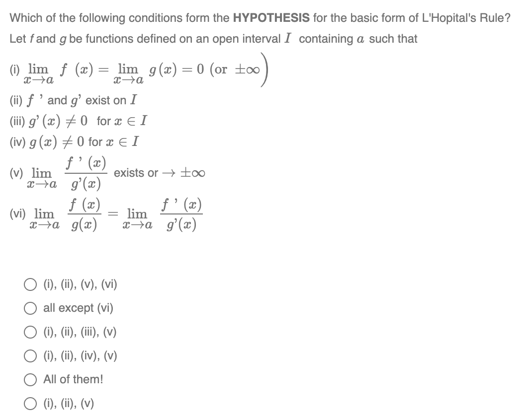 Solved Which Of The Following Conditions Form The Hypothe Chegg Com