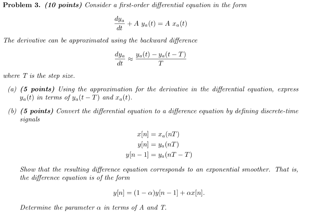 Solved Problem 3. (10 points) Consider a firstorder