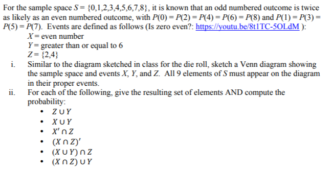Solved For The Sample Space S 0,1,2,3,4,5,6,7,83, It Is | Chegg.com