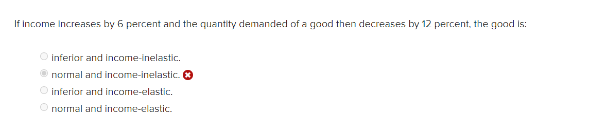 Solved If income increases by 6 percent and the quantity | Chegg.com