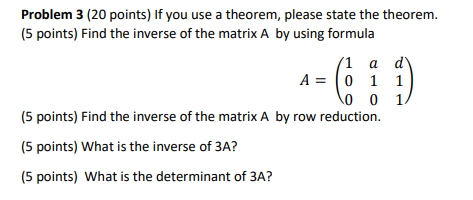 Solved Find the inverse of the matrix A by using | Chegg.com