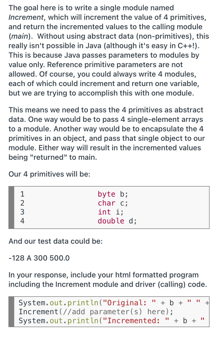 Solved In Java: | Chegg.com