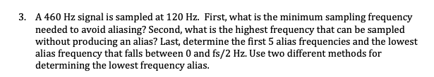 3. A 460 Hz signal is sampled at 120 Hz. First, what | Chegg.com