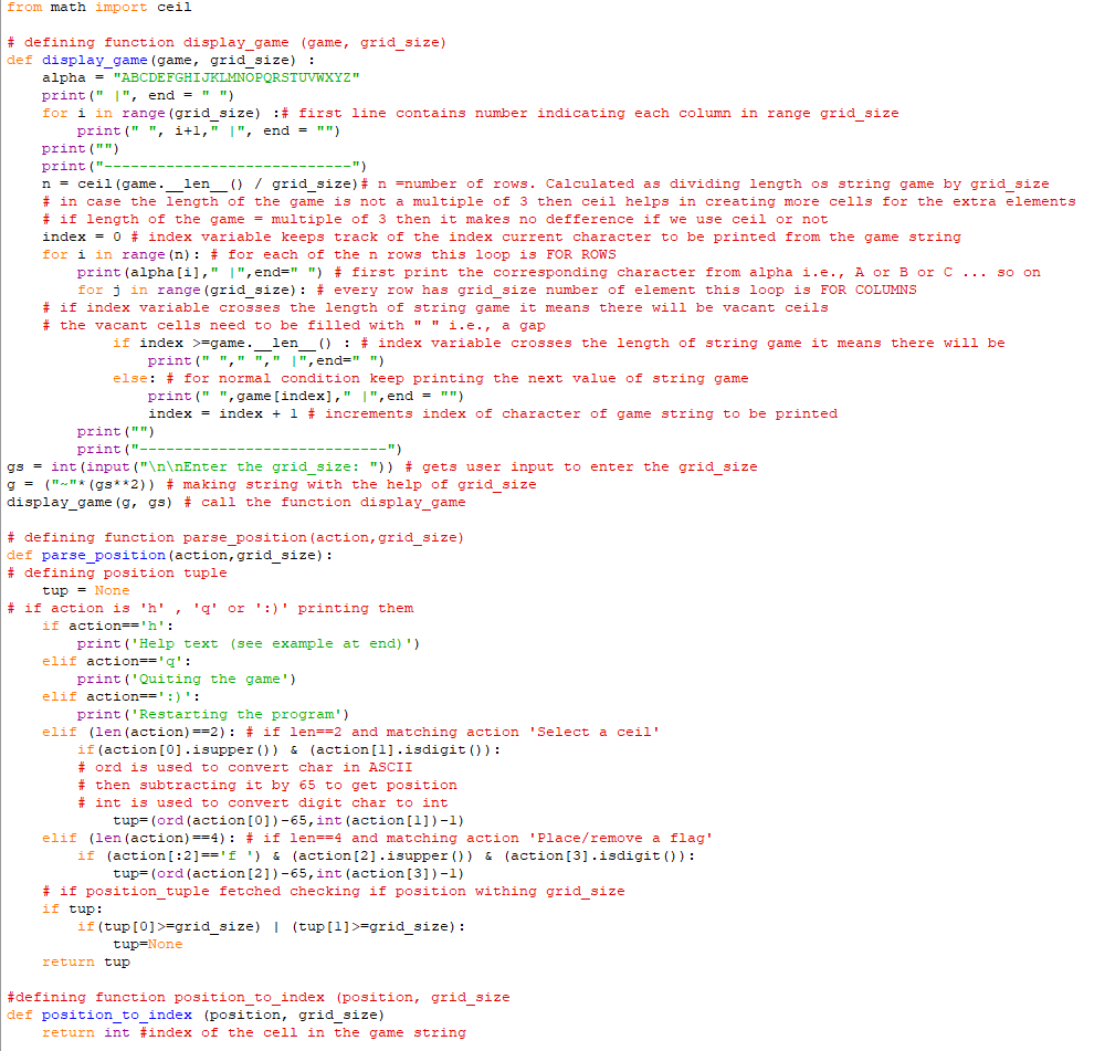 Solved # defining function display_game (game, | Chegg.com