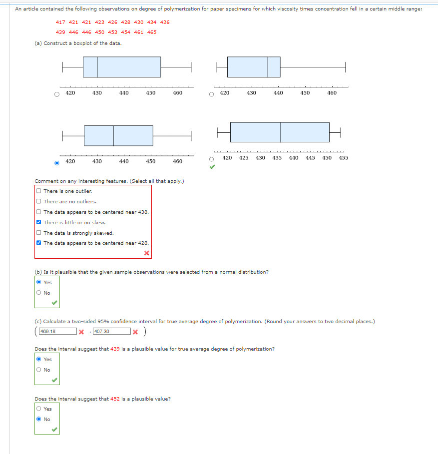 Solved An article contained the following observations on