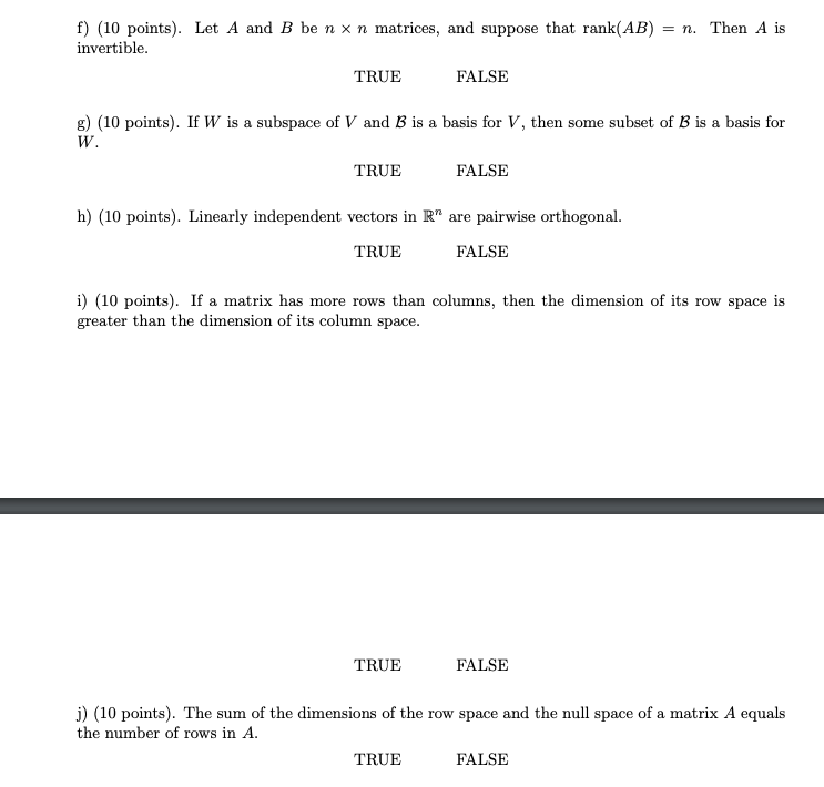 Solved F 10 Points Let A And B Be Nxn Matrices And S Chegg Com