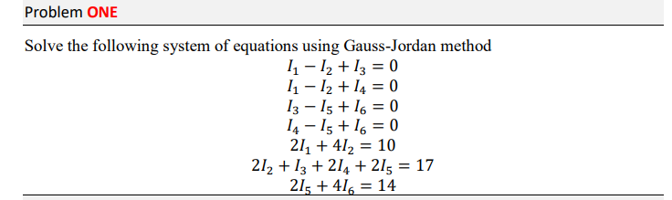 Solved Problem ONE Solve the following system of equations | Chegg.com