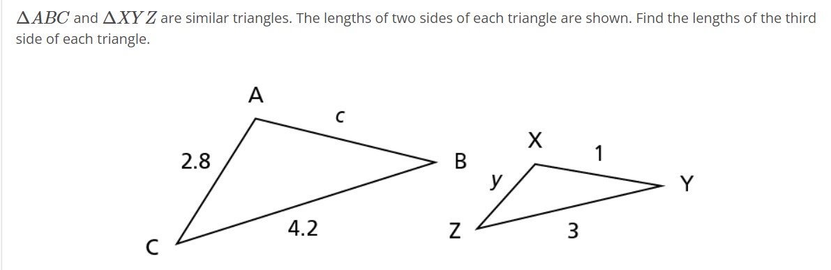 Solved ABC and XYZ are similar triangles. The lengths of | Chegg.com