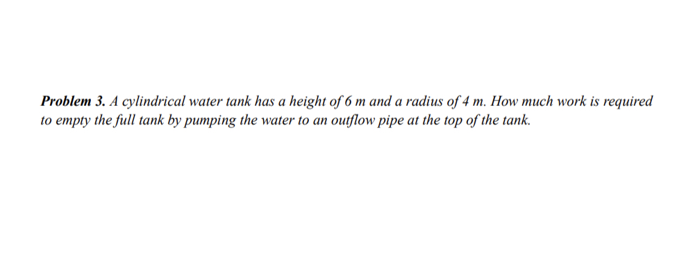 Solved Problem 3. A cylindrical water tank has a height of 6 | Chegg.com