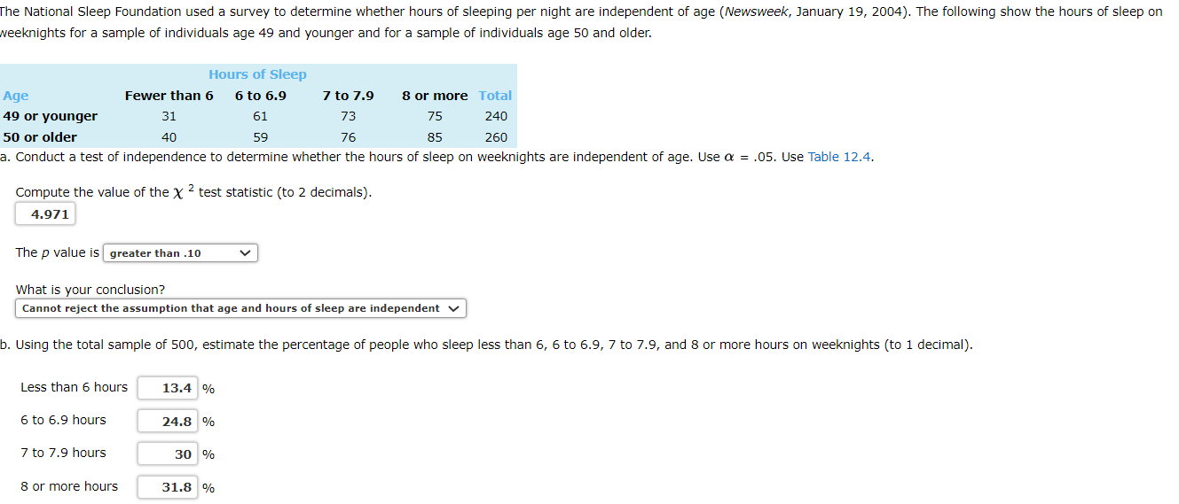 Solved he National Sleep Foundation used a survey to | Chegg.com