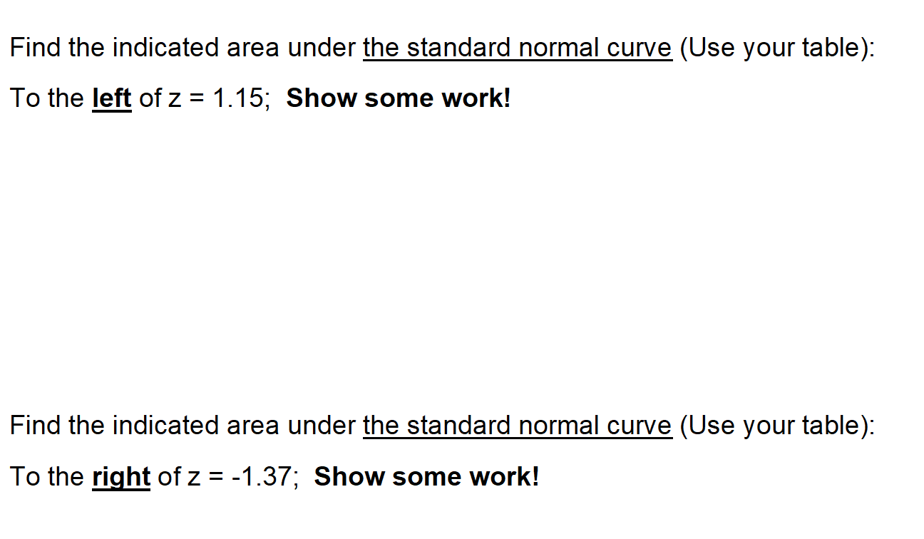 Solved Find the indicated area under the standard normal