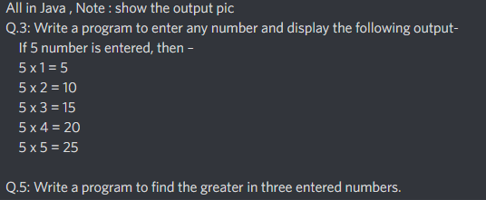 Solved All in Java , Note : show the output pic Q.3: Write a | Chegg.com