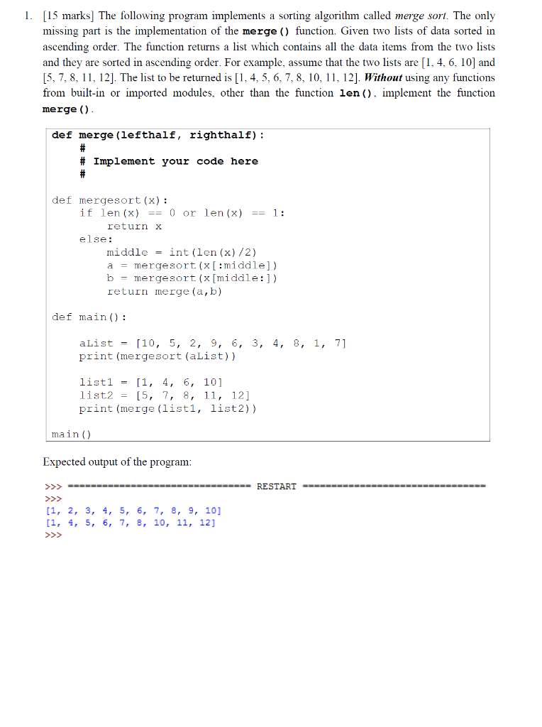 Solved (a) The function listed below implements a sorting