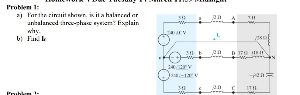 Solved Problem 1: a) For the circuit shown, is it a balanced | Chegg.com