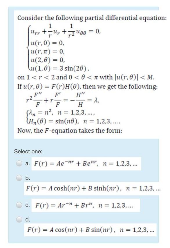 Solved Consider The Following Partial Differential Equati Chegg Com