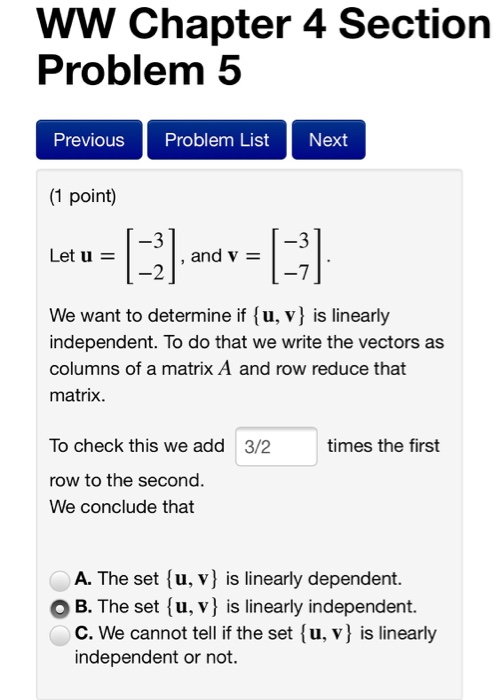 Solved WW Chapter 4 Section Problem 5 Previous Problem | Chegg.com