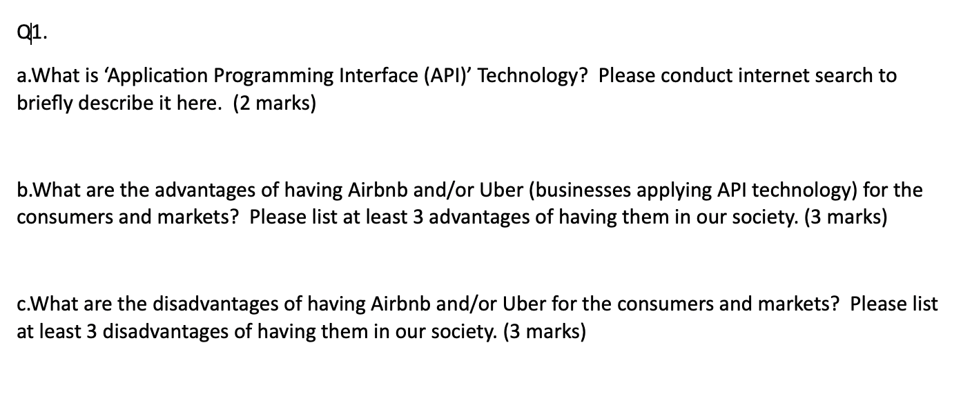 Solved Q1. a.What is 'Application Programming Interface | Chegg.com