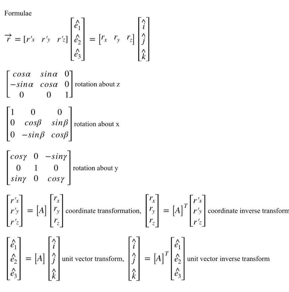 Compute the coordinate transformation matrices and | Chegg.com