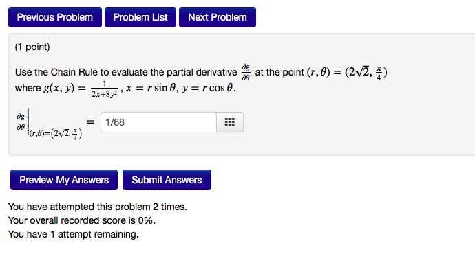 Solved Previous Problem Problem List Next Problem (1 point) | Chegg.com