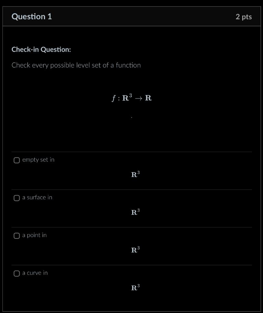 Solved Question 1 2 pts Check-in Question: Check every | Chegg.com