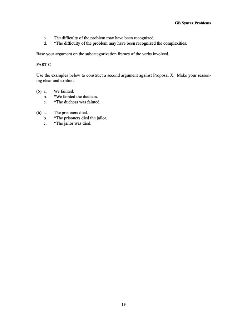 Solved GB Syntax Problems Assignment 6 The (c) examples | Chegg.com