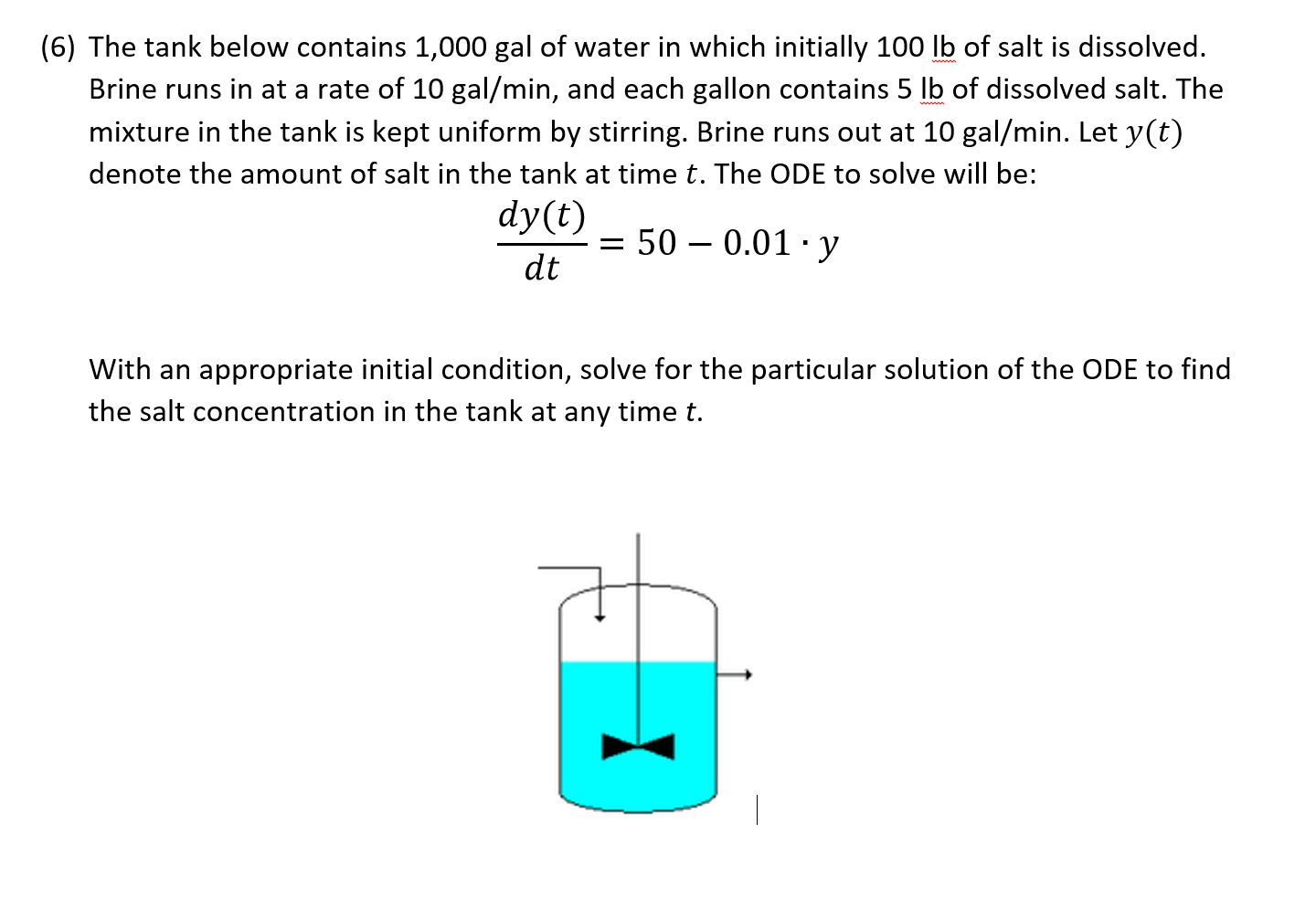 Solved 6 The Tank Below Contains 1 000 Gal Of Water In Chegg Com