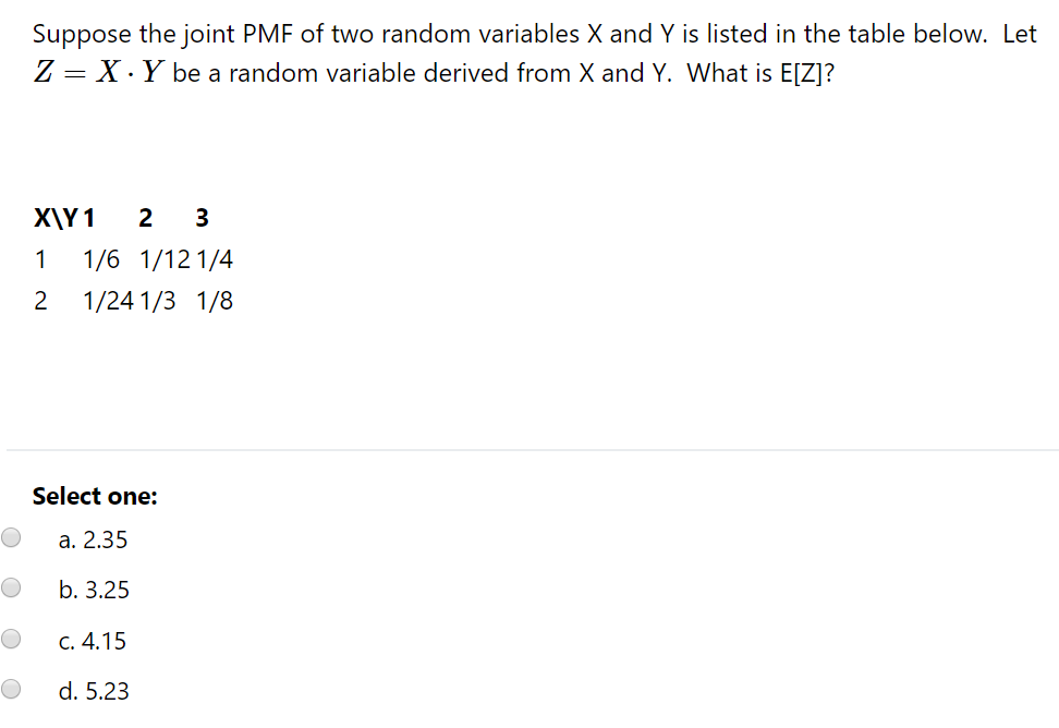 Y Solved Suppose the joint PMF of two random variables X and Y