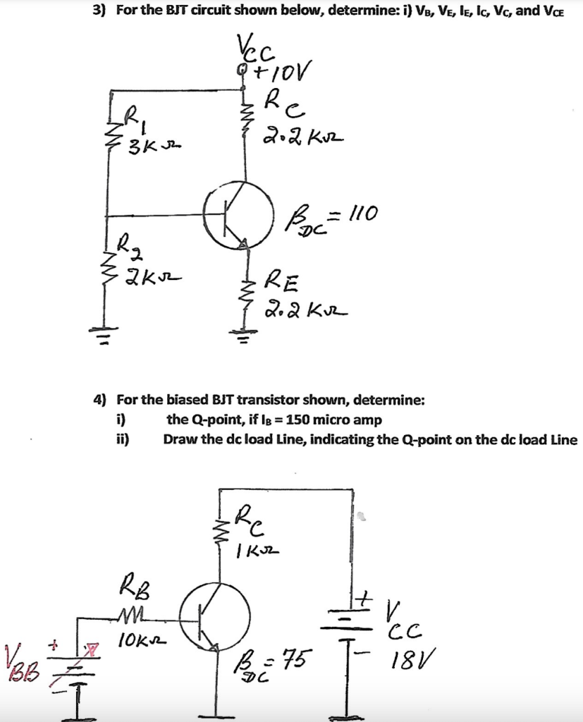 Solved 3) For the BIT circuit shown below, determine: i) | Chegg.com